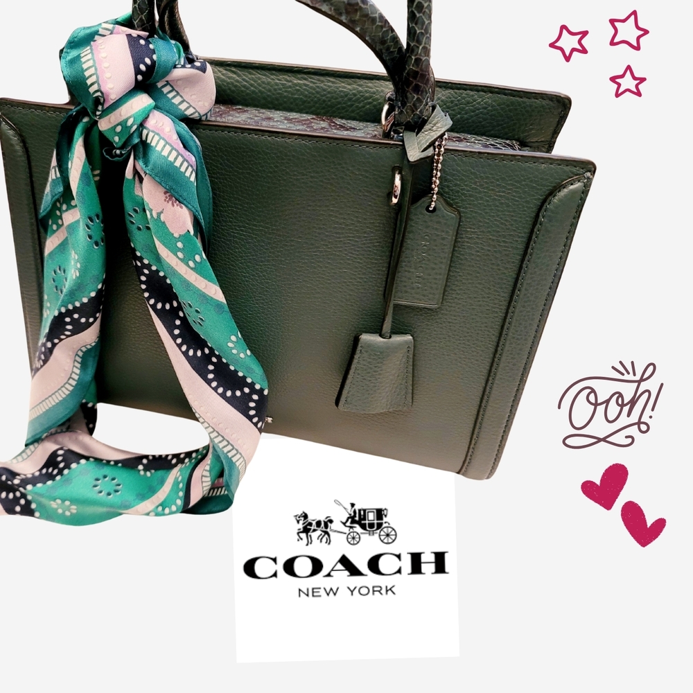 Coach Dark Green Zoe Leather Satchel